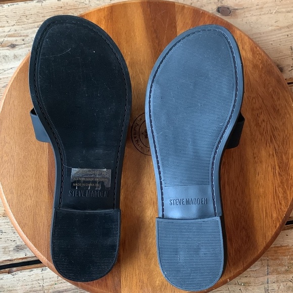 - Steve Madden Hadyn-J Black Leather Slip On Open Rounded Toe Fashion Flat… - Picture 6 of 7